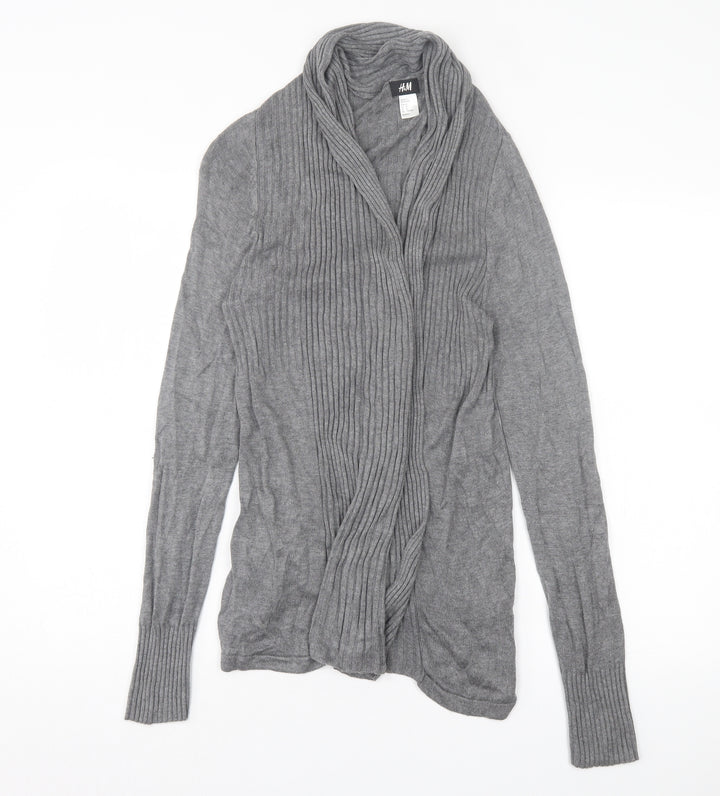 H&M Womens Grey V-Neck Viscose Cardigan Jumper Size M