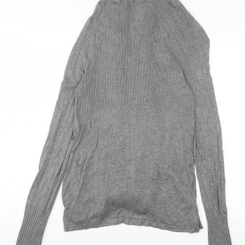 H&M Womens Grey V-Neck Viscose Cardigan Jumper Size M