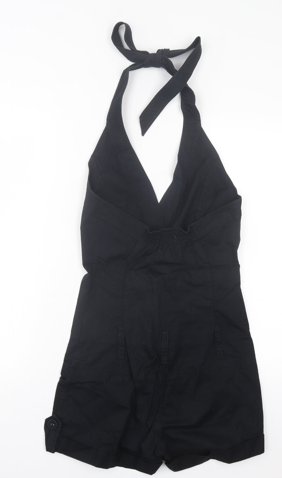 Look Womens Black Cotton Playsuit One-Piece Size 8 Tie