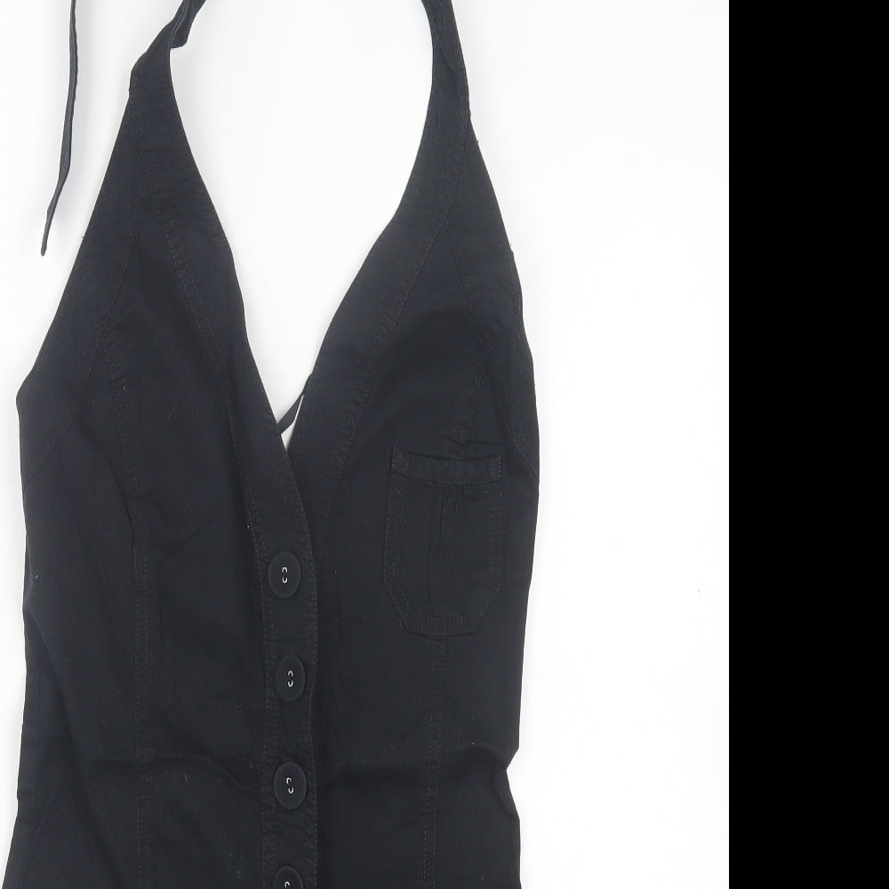 Look Womens Black Cotton Playsuit One-Piece Size 8 Tie
