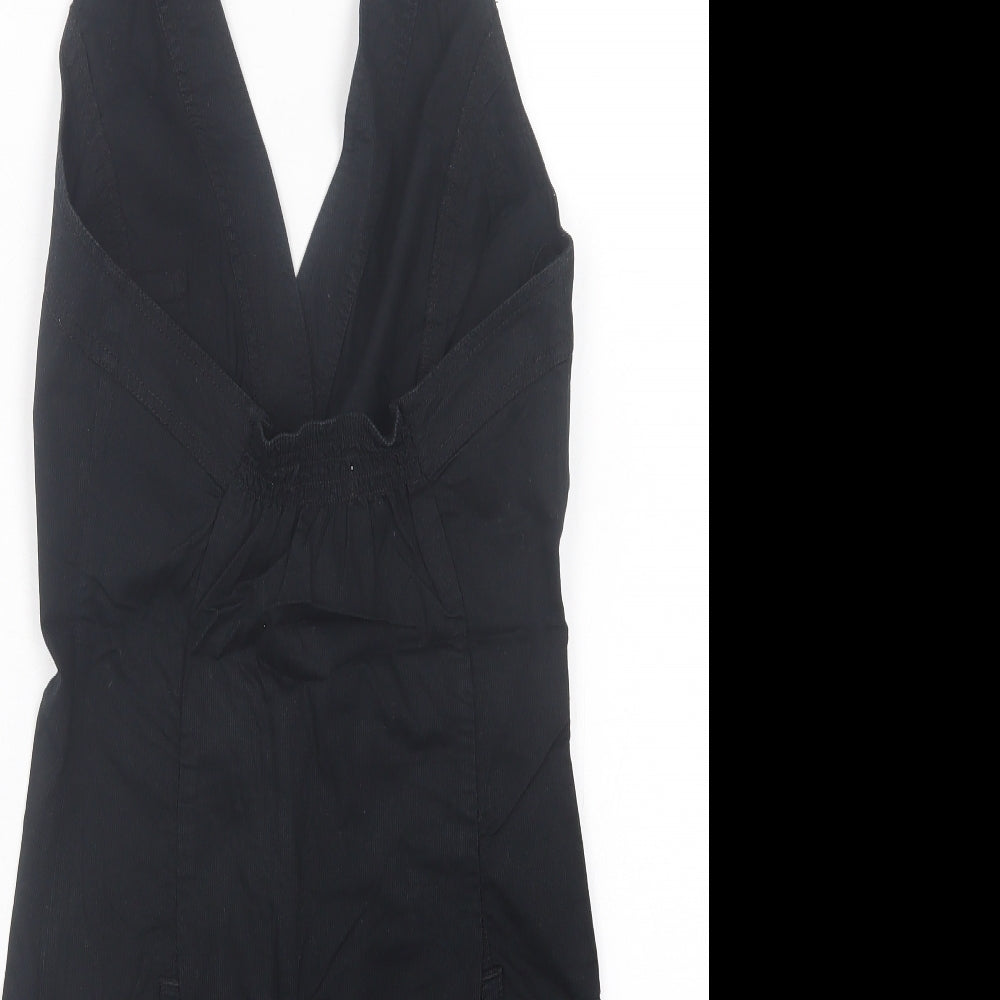 Look Womens Black Cotton Playsuit One-Piece Size 8 Tie