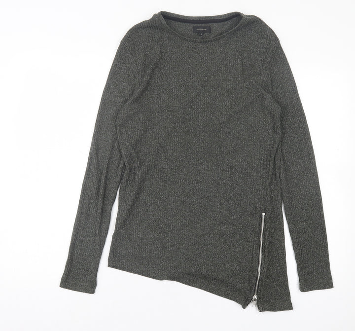 River Island Womens Green Polyester Basic T-Shirt Size S Crew Neck