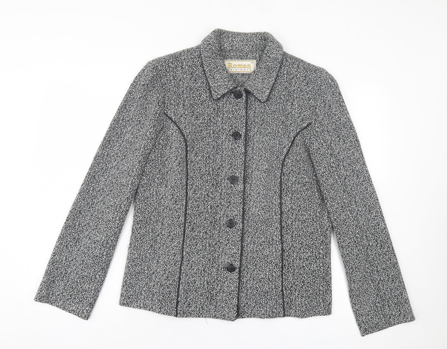 Roman Womens Grey Jacket Size 14 Button