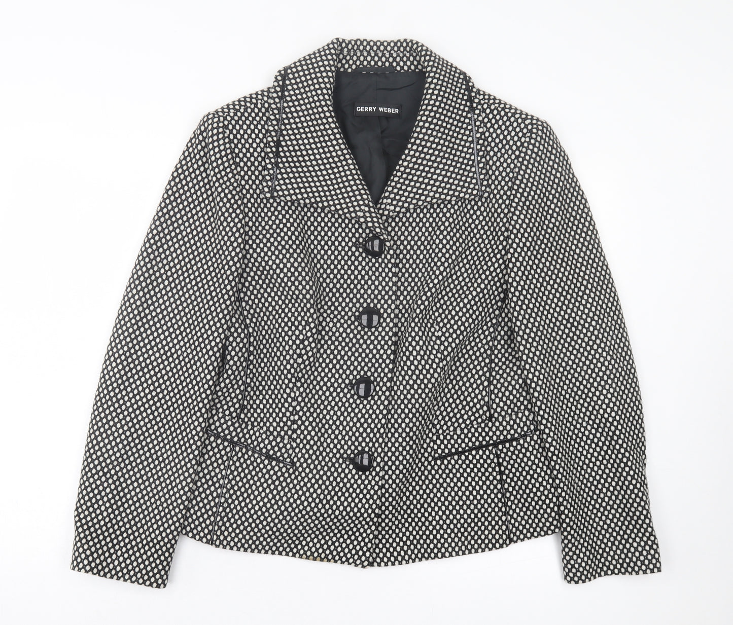 Gerry Weber Womens Black Argyle/Diamond Jacket Size 16 Button