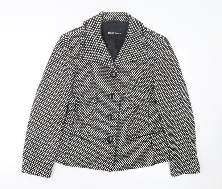 Gerry Weber Womens Black Argyle/Diamond Jacket Size 16 Button