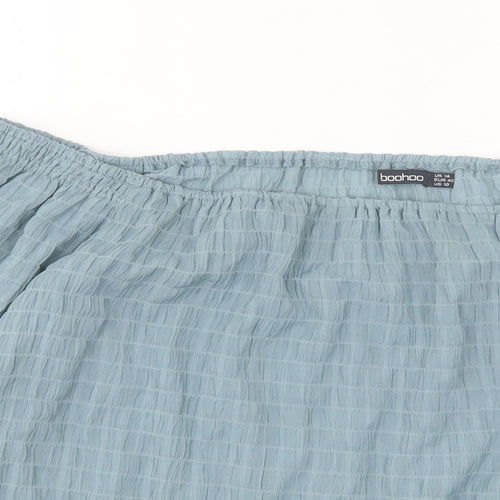 Boohoo Womens Blue Polyester Basic Blouse Size 14 Boat Neck