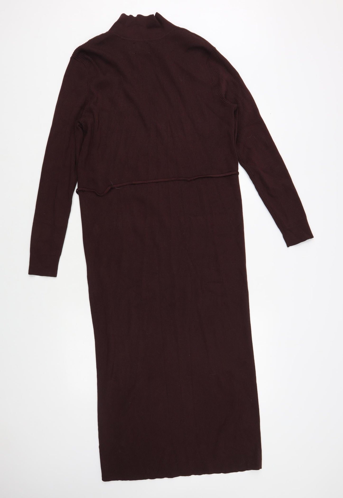 ASOS Womens Brown Viscose Jumper Dress Size 8 V-Neck Pullover