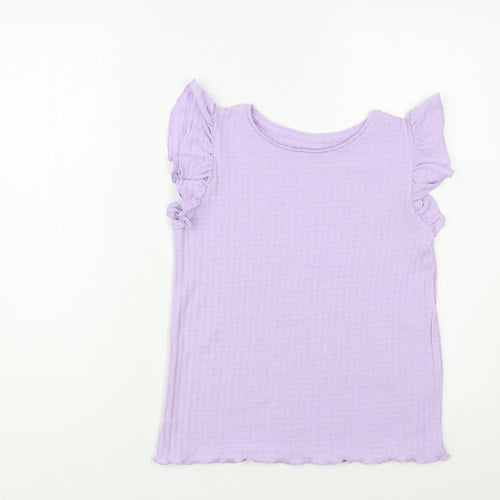 Dunnes Stores Womens Purple Polyester Basic T-Shirt Size S Crew Neck