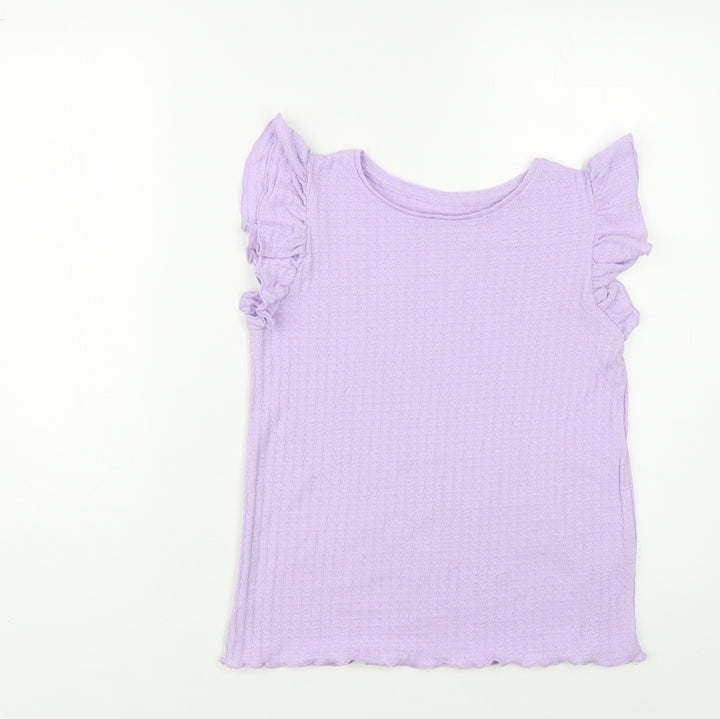 Dunnes Stores Womens Purple Polyester Basic T-Shirt Size S Crew Neck