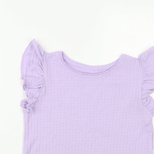 Dunnes Stores Womens Purple Polyester Basic T-Shirt Size S Crew Neck