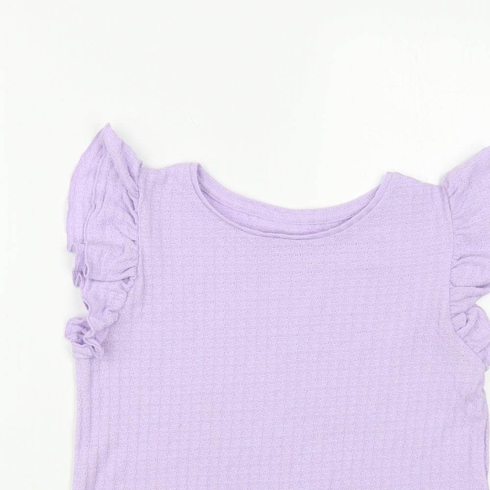 Dunnes Stores Womens Purple Polyester Basic T-Shirt Size S Crew Neck