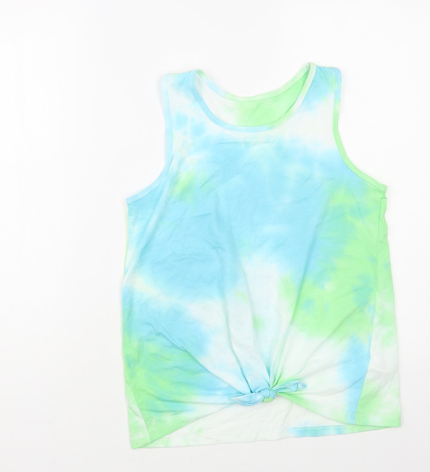 Dunnes Stores Womens Blue Cotton Basic Tank Size S Round Neck - Tie-Dye