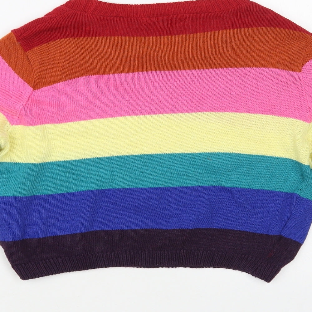 New Look Womens Multicoloured Boat Neck Striped Acrylic Pullover Jumper Size S