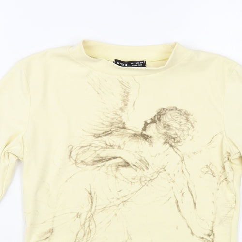 SheIn Womens Beige Polyester Cropped Blouse Size S Mock Neck - Angel