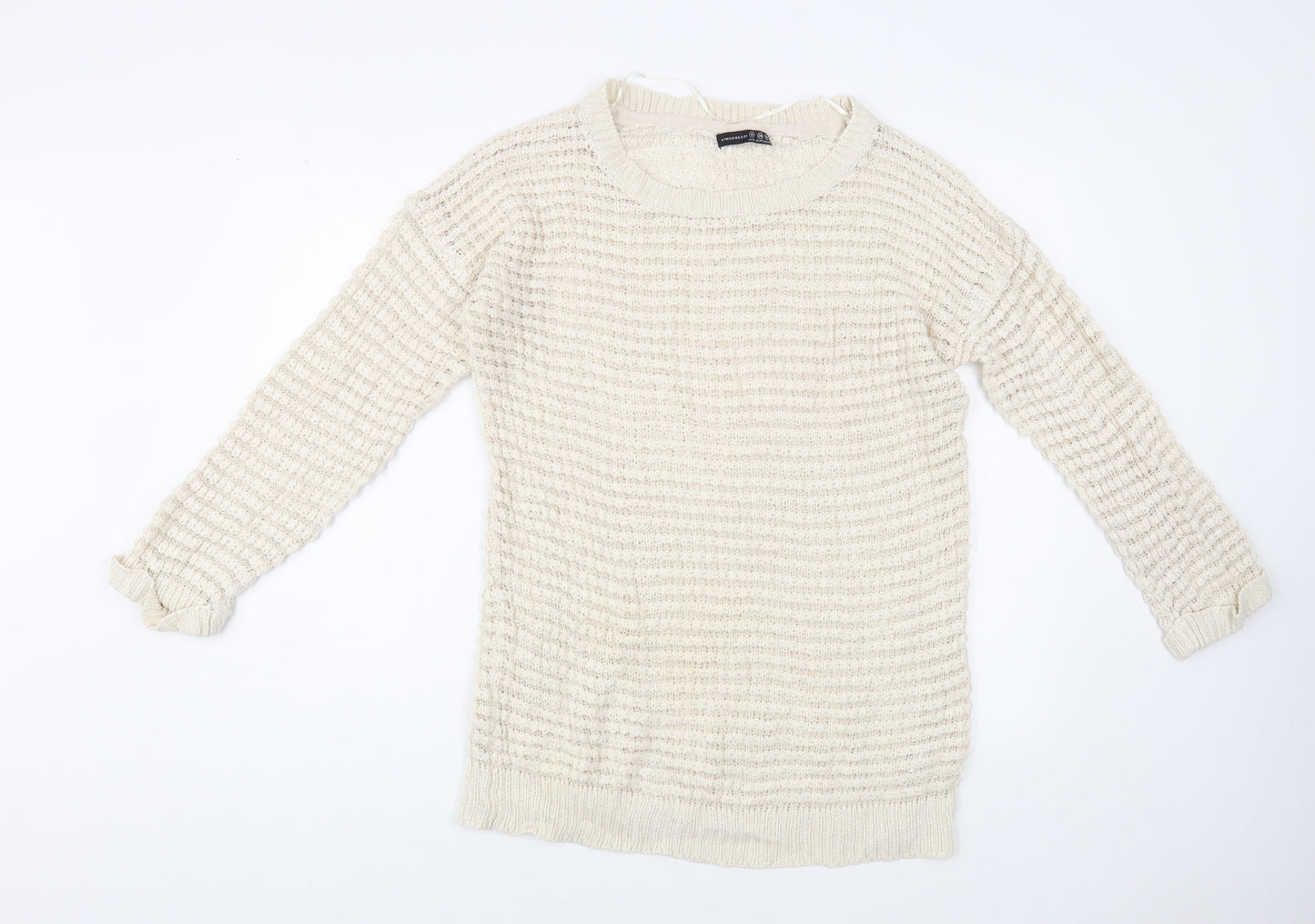 Atmosphere Womens Beige Round Neck Acrylic Tunic Jumper Size 10