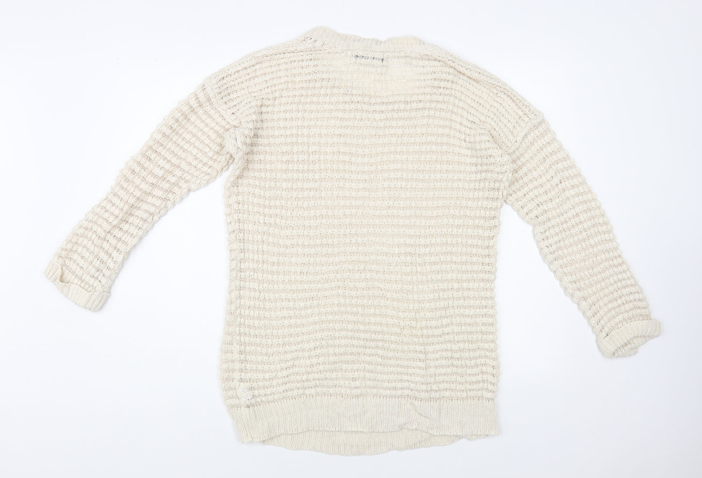 Atmosphere Womens Beige Round Neck Acrylic Tunic Jumper Size 10