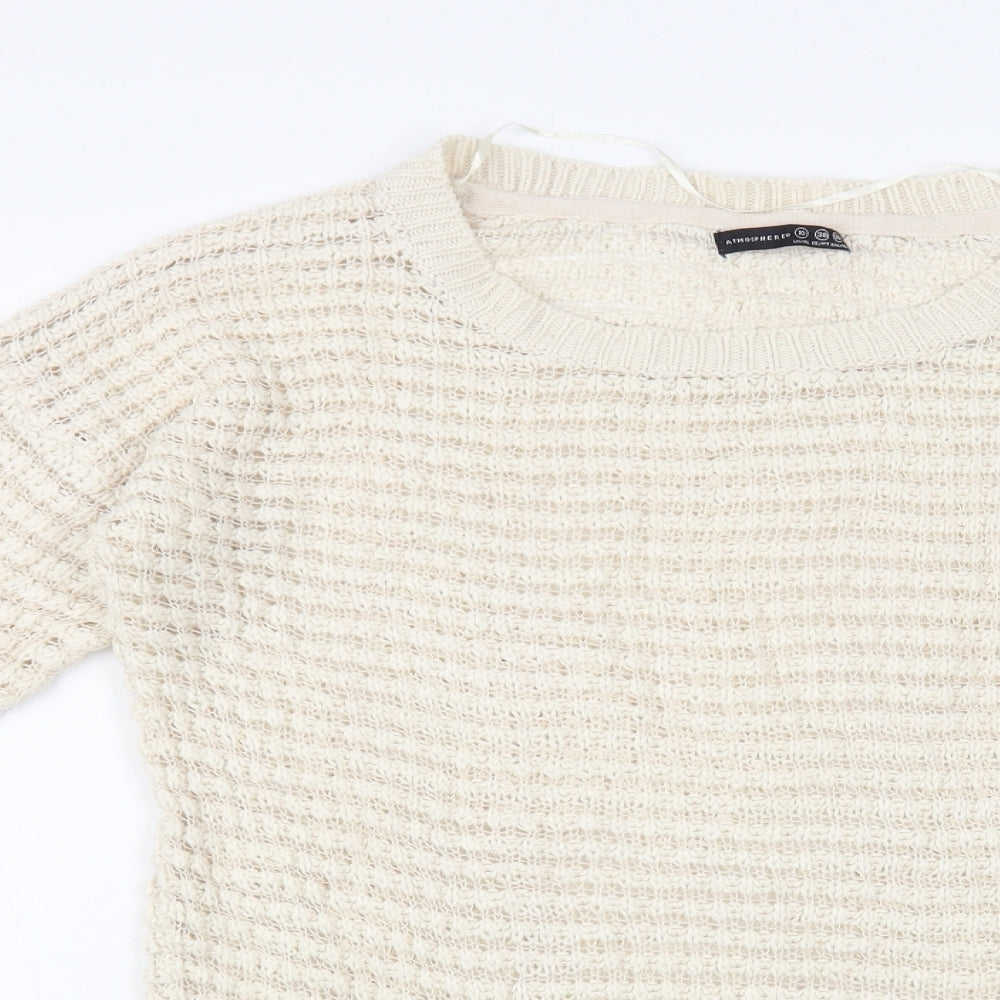 Atmosphere Womens Beige Round Neck Acrylic Tunic Jumper Size 10