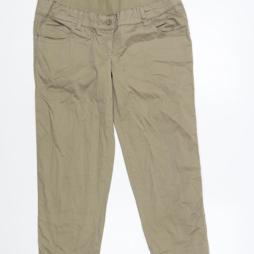 United Colors of Benetton Womens Beige Cotton Cropped Trousers Size S L25 in Regular Button - Maternity