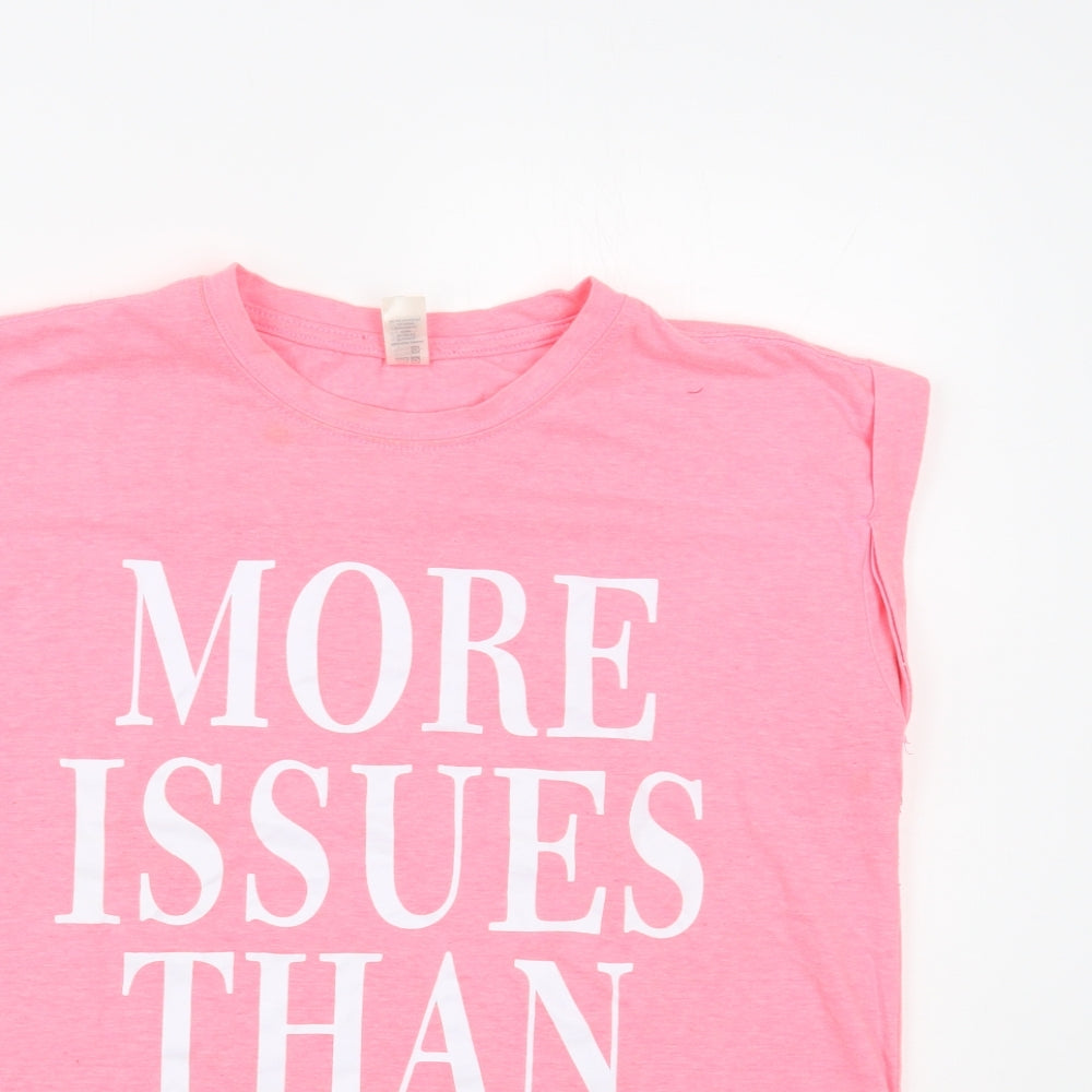 American Authentic Womens Pink Polyester Basic T-Shirt Size S Crew Neck - Vogue