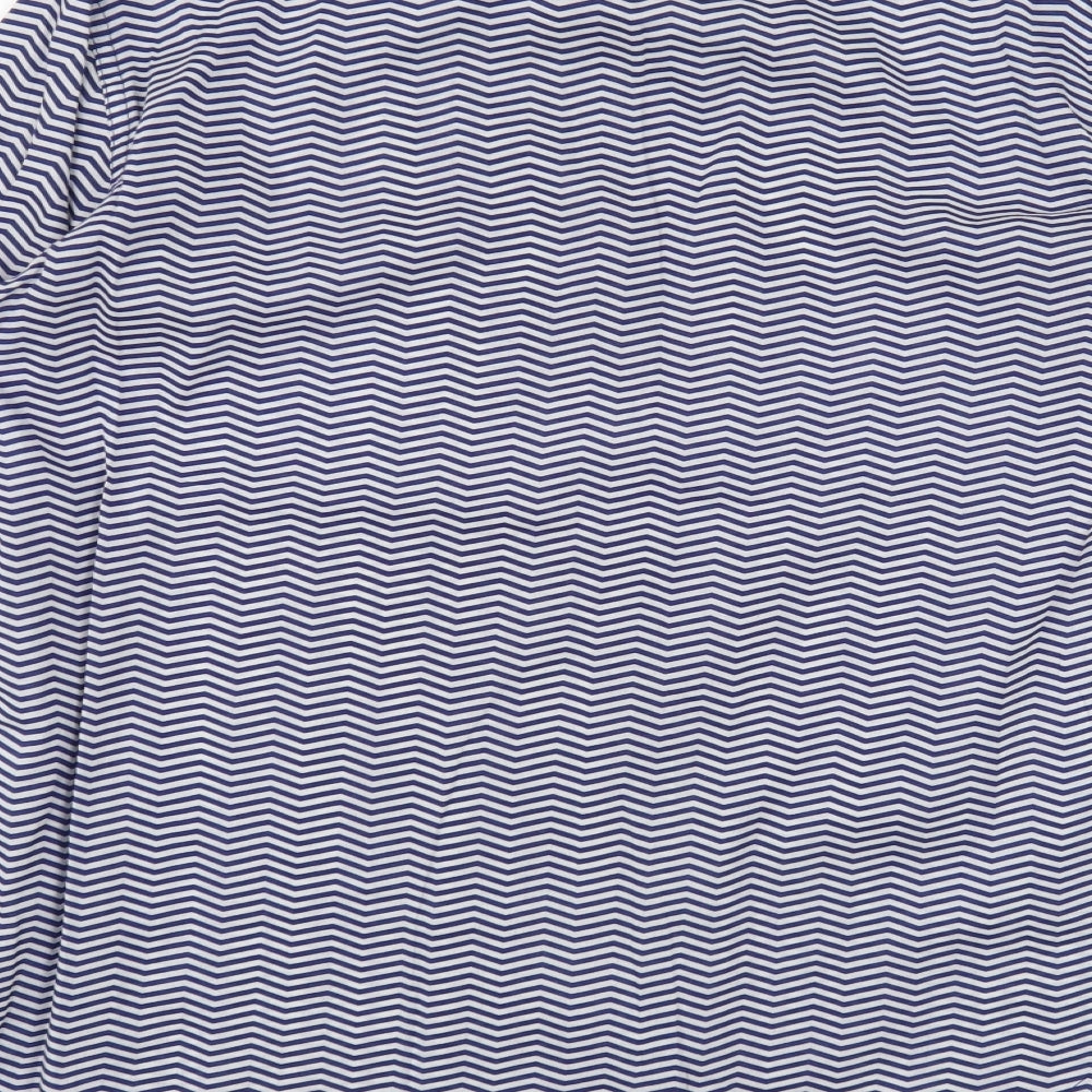 United Colors of Benetton Womens Blue Striped Cotton Basic Button-Up Size M Collared
