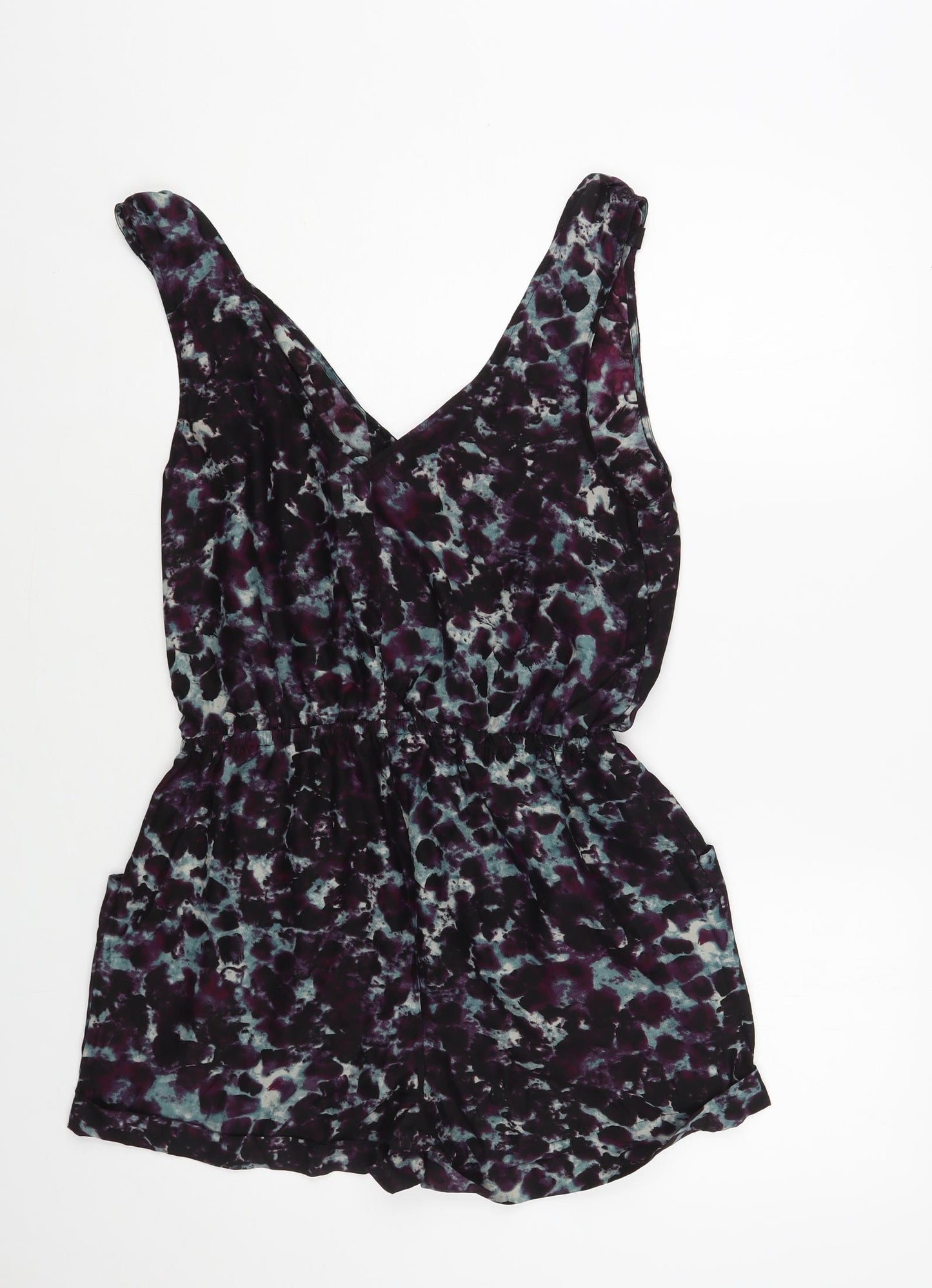 Kimchi Blue Womens Black Animal Print Polyester Playsuit One-Piece Size M Pullover