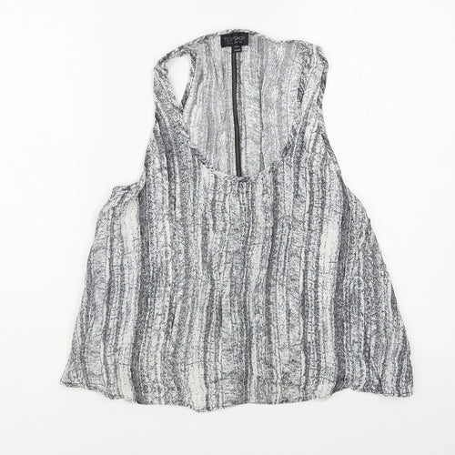 Topshop Womens Grey Viscose Basic Tank Size 10 Scoop Neck
