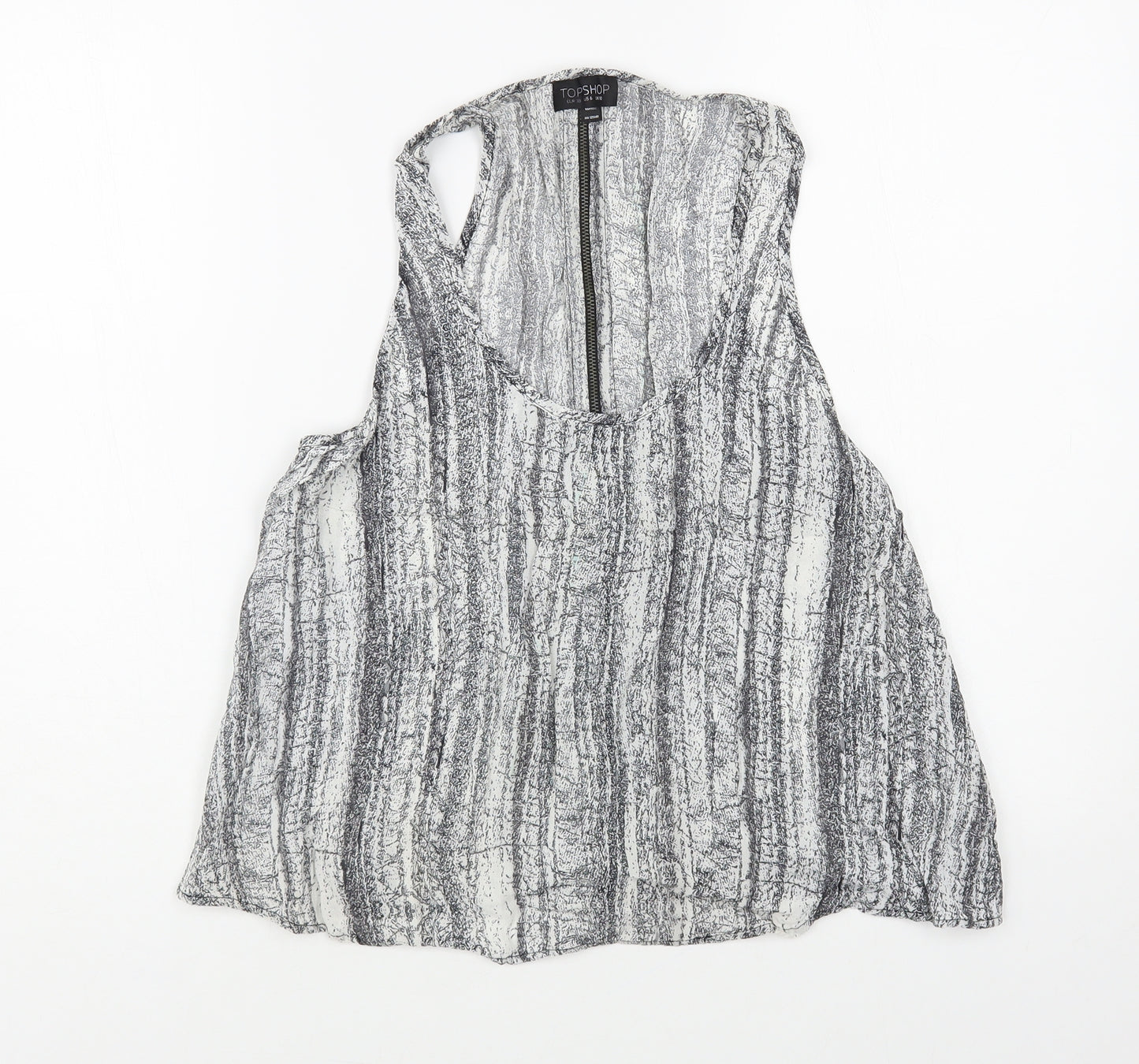 Topshop Womens Grey Viscose Basic Tank Size 10 Scoop Neck