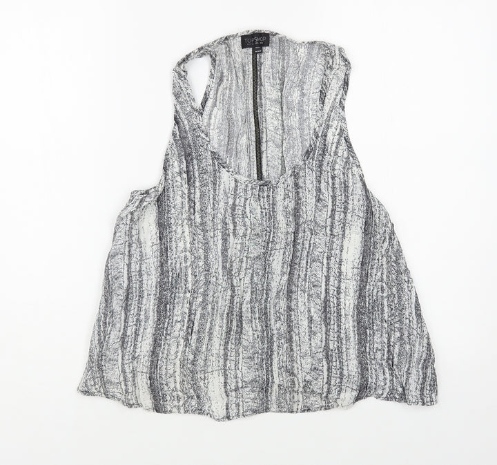Topshop Womens Grey Viscose Basic Tank Size 10 Scoop Neck