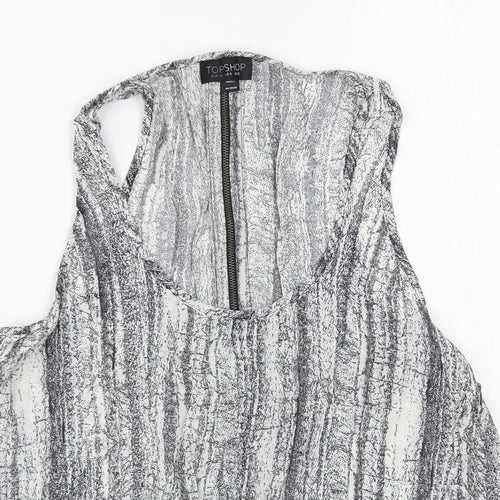 Topshop Womens Grey Viscose Basic Tank Size 10 Scoop Neck