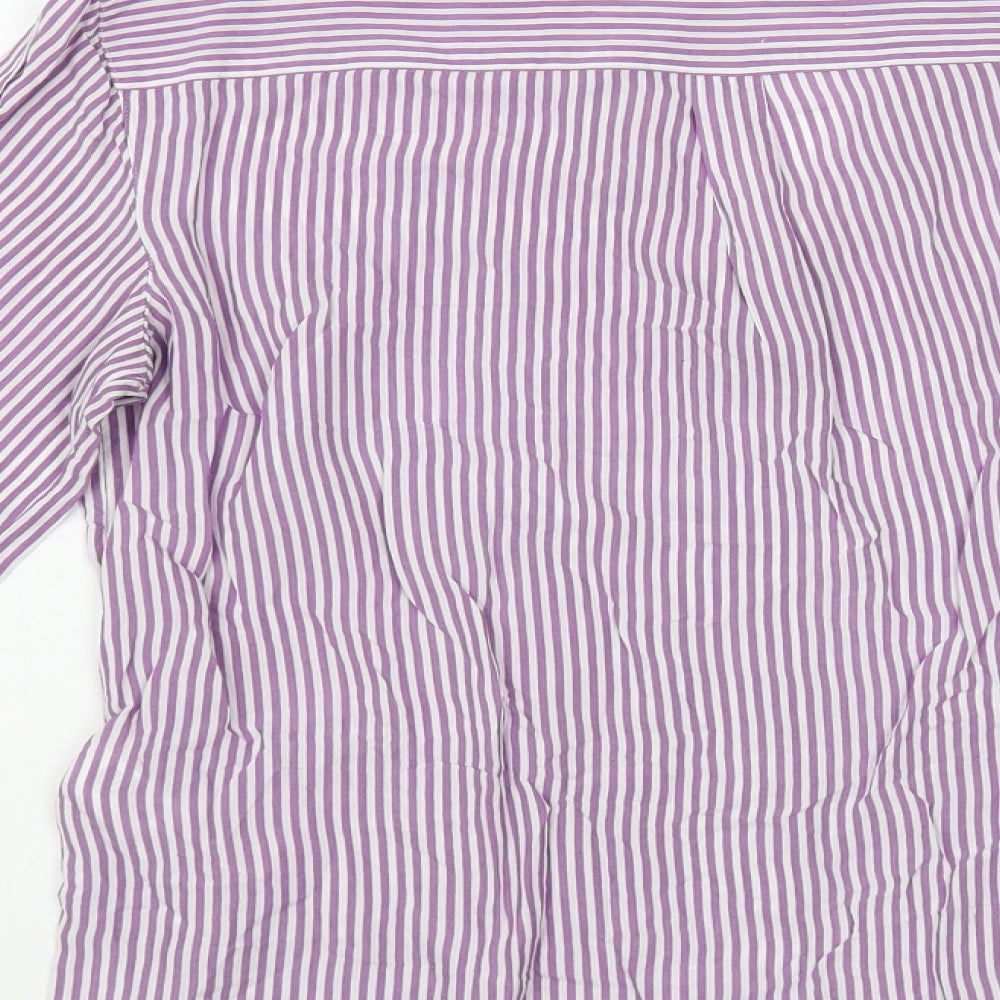 NEXT Womens Purple Striped Viscose Basic Button-Up Size 12 Collared