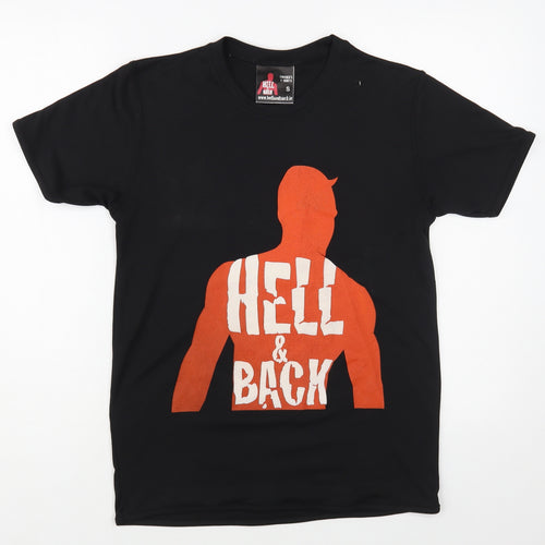 Hell & Back Womens Black Polyester Basic T-Shirt Size S Crew Neck