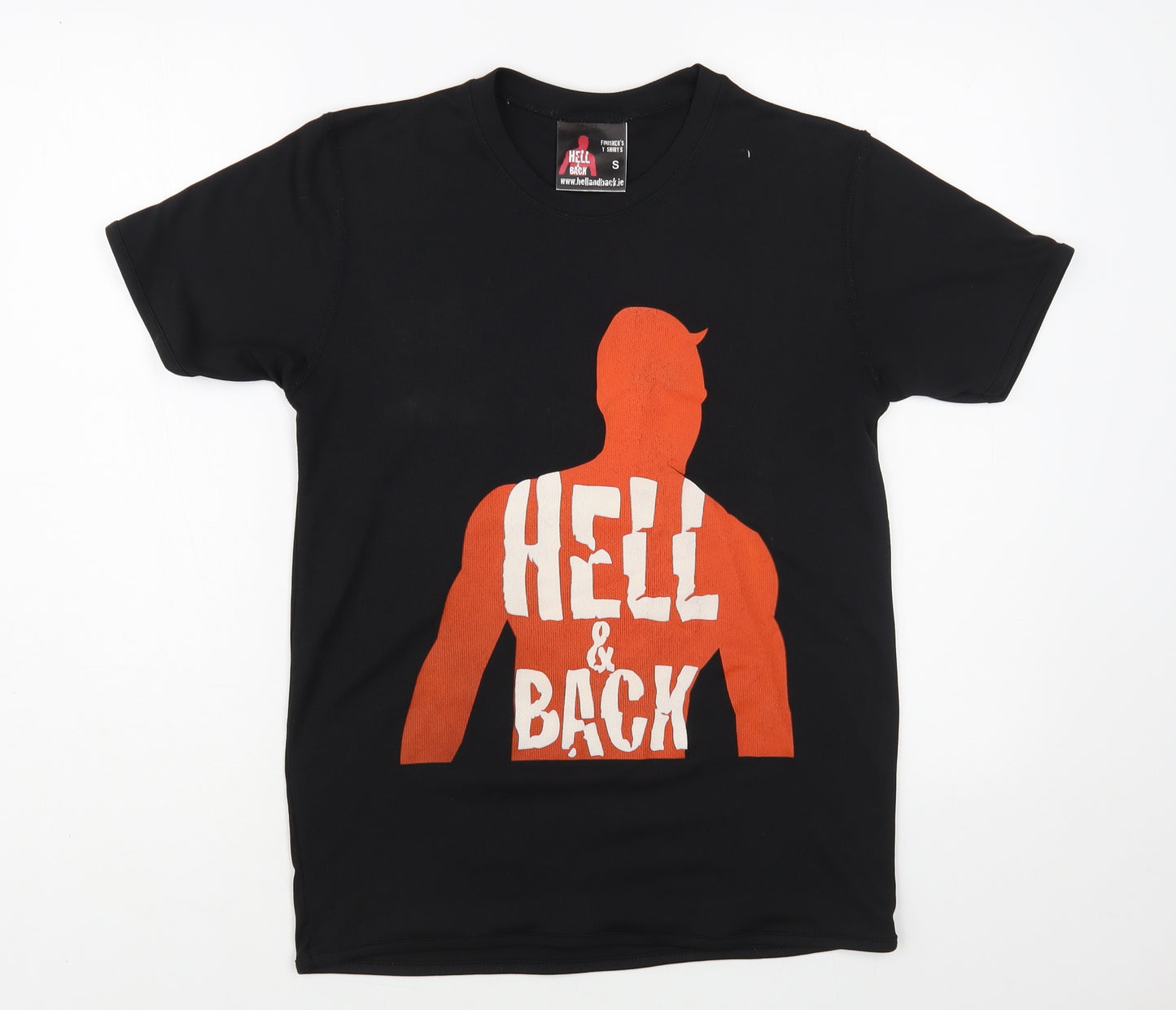 Hell & Back Womens Black Polyester Basic T-Shirt Size S Crew Neck