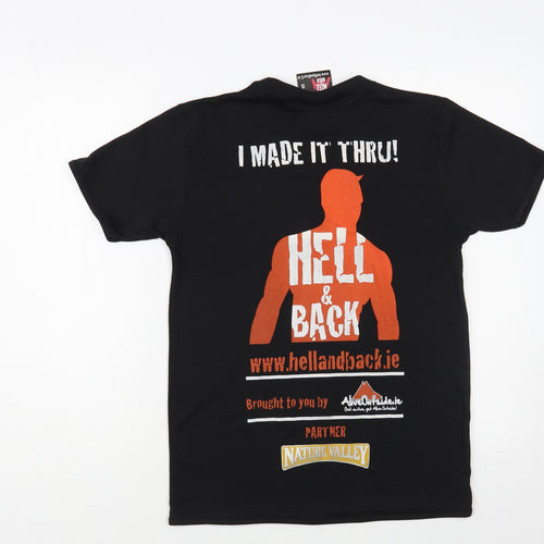Hell & Back Womens Black Polyester Basic T-Shirt Size S Crew Neck