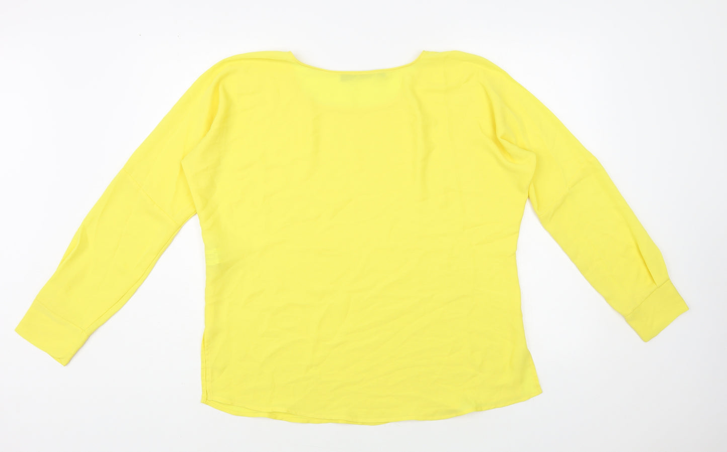 Zara Womens Yellow Polyester Basic Blouse Size XS Round Neck