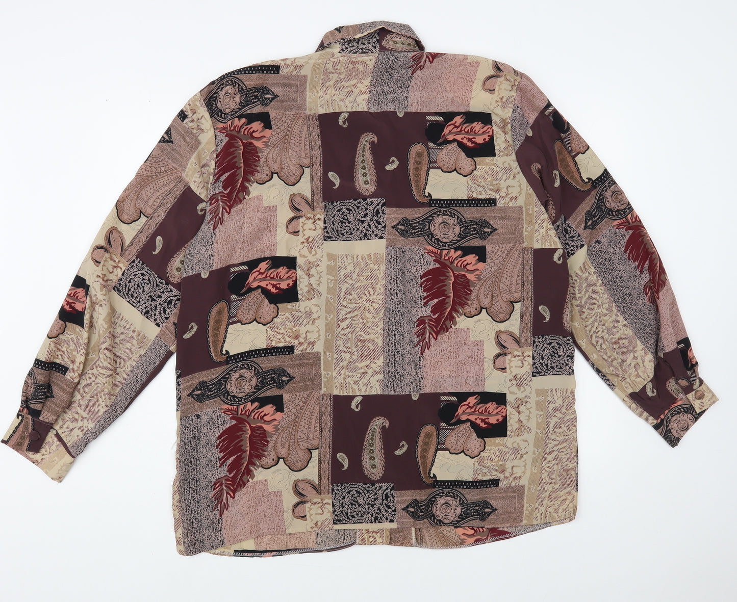 Miss Unique Womens Brown Paisley Polyester Basic Button-Up Size 20 Collared