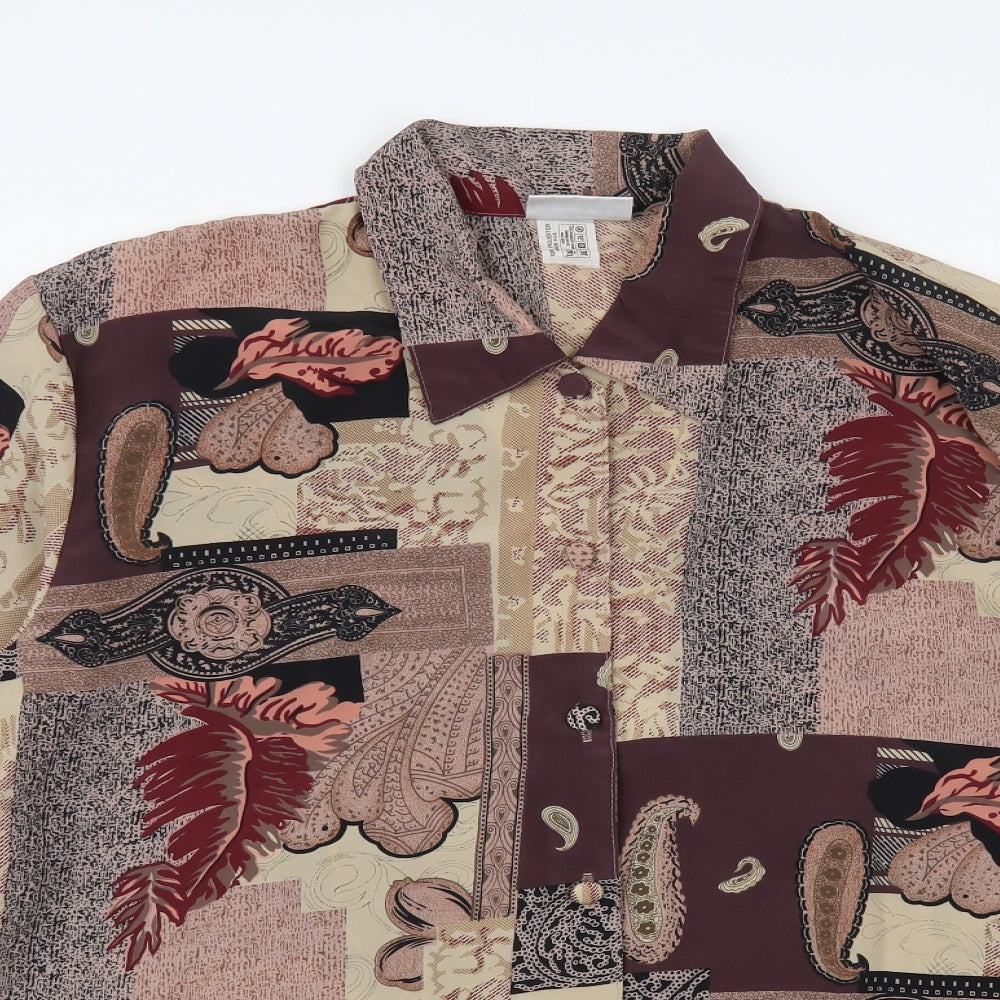 Miss Unique Womens Brown Paisley Polyester Basic Button-Up Size 20 Collared