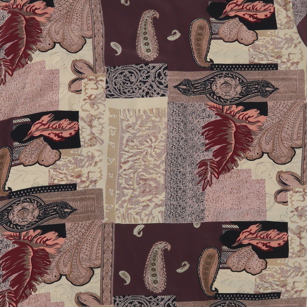 Miss Unique Womens Brown Paisley Polyester Basic Button-Up Size 20 Collared