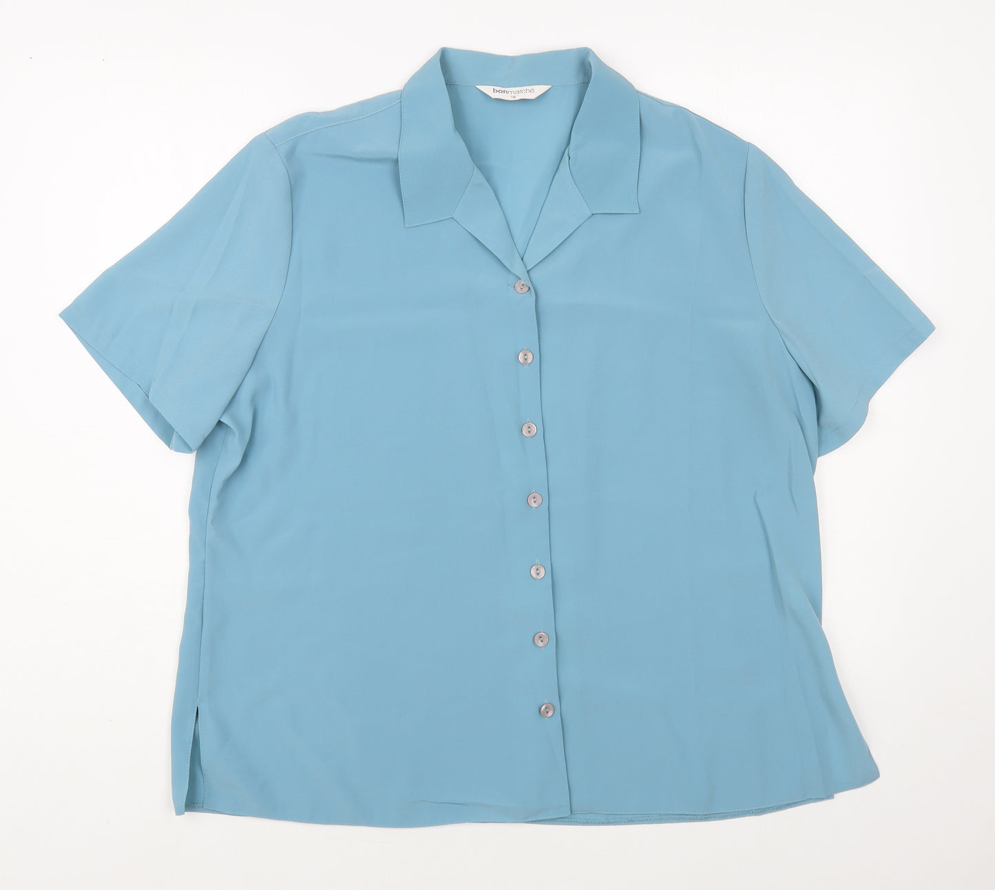 Bonmarché Womens Blue Polyester Basic Button-Up Size 18 Collared