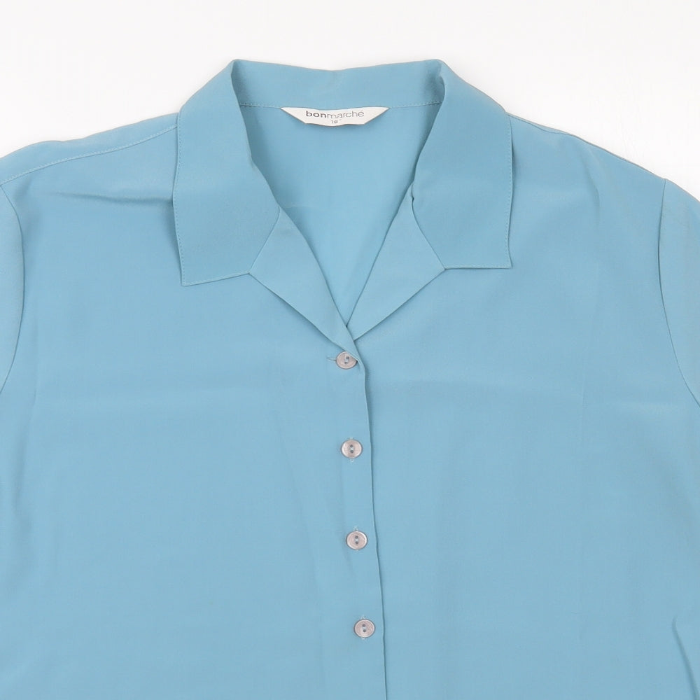 Bonmarché Womens Blue Polyester Basic Button-Up Size 18 Collared