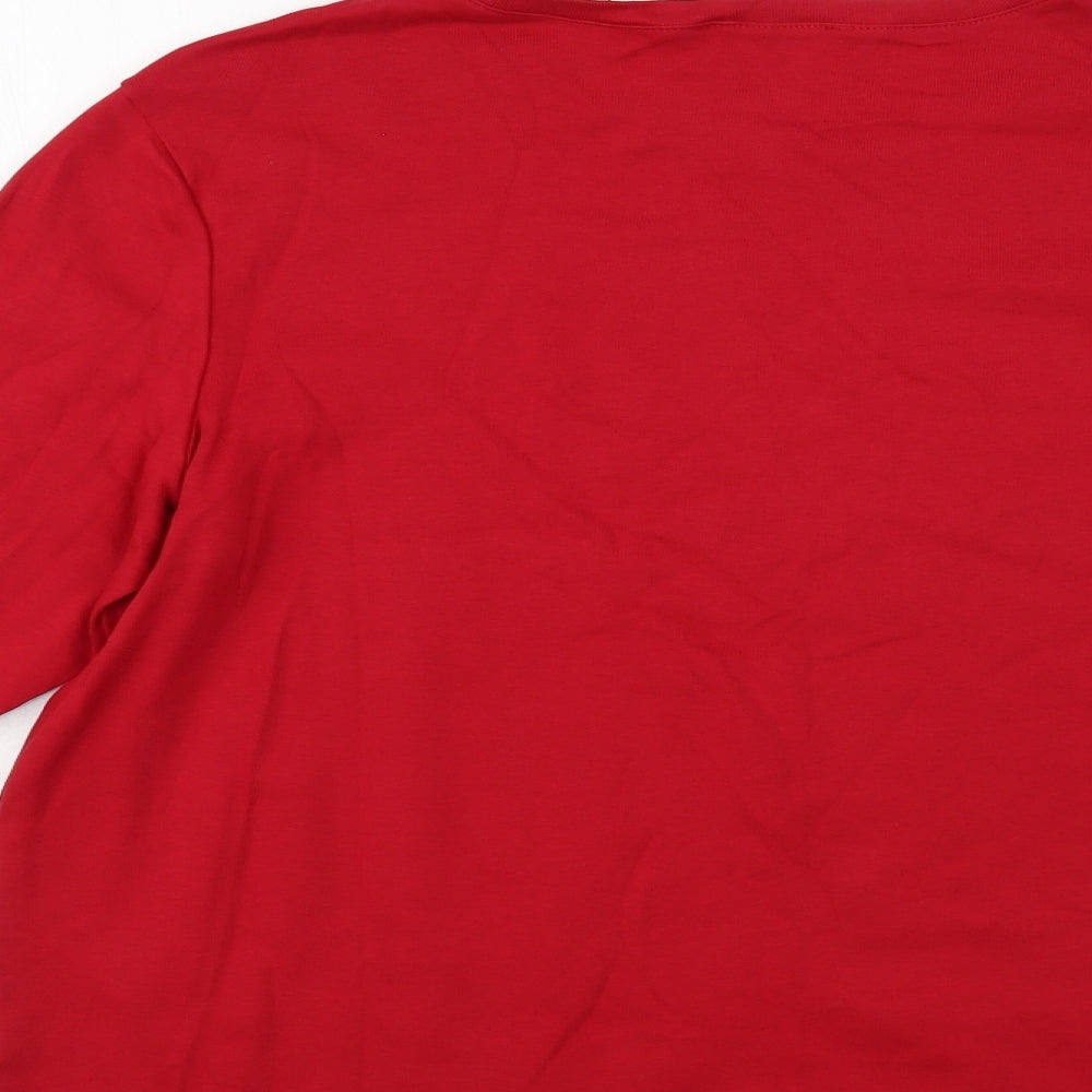 Marks and Spencer Womens Red Cotton Basic T-Shirt Size 20 Crew Neck