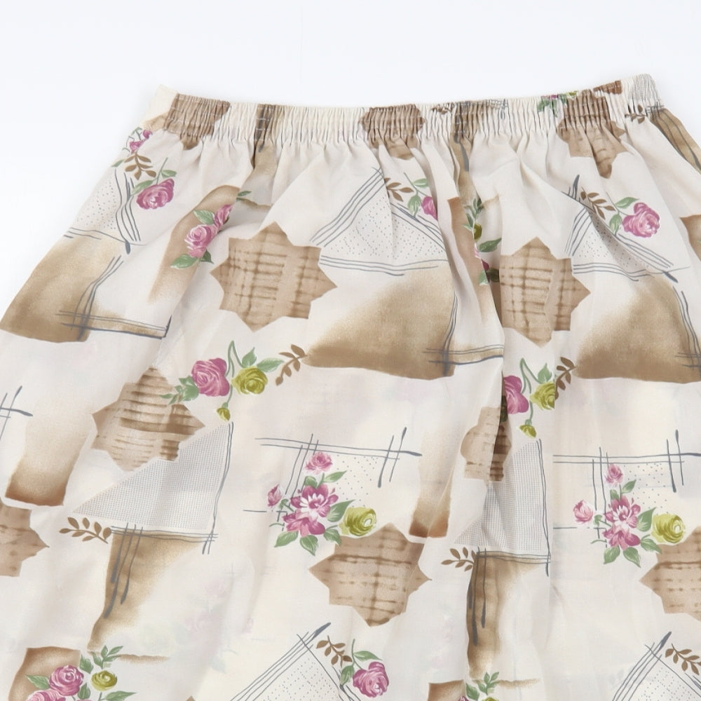 Preworn Womens Beige Geometric Polyester A-Line Skirt Size 18