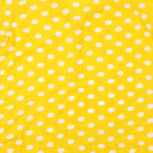 TEX Womens Yellow Polka Dot Viscose Tunic Blouse Size M V-Neck