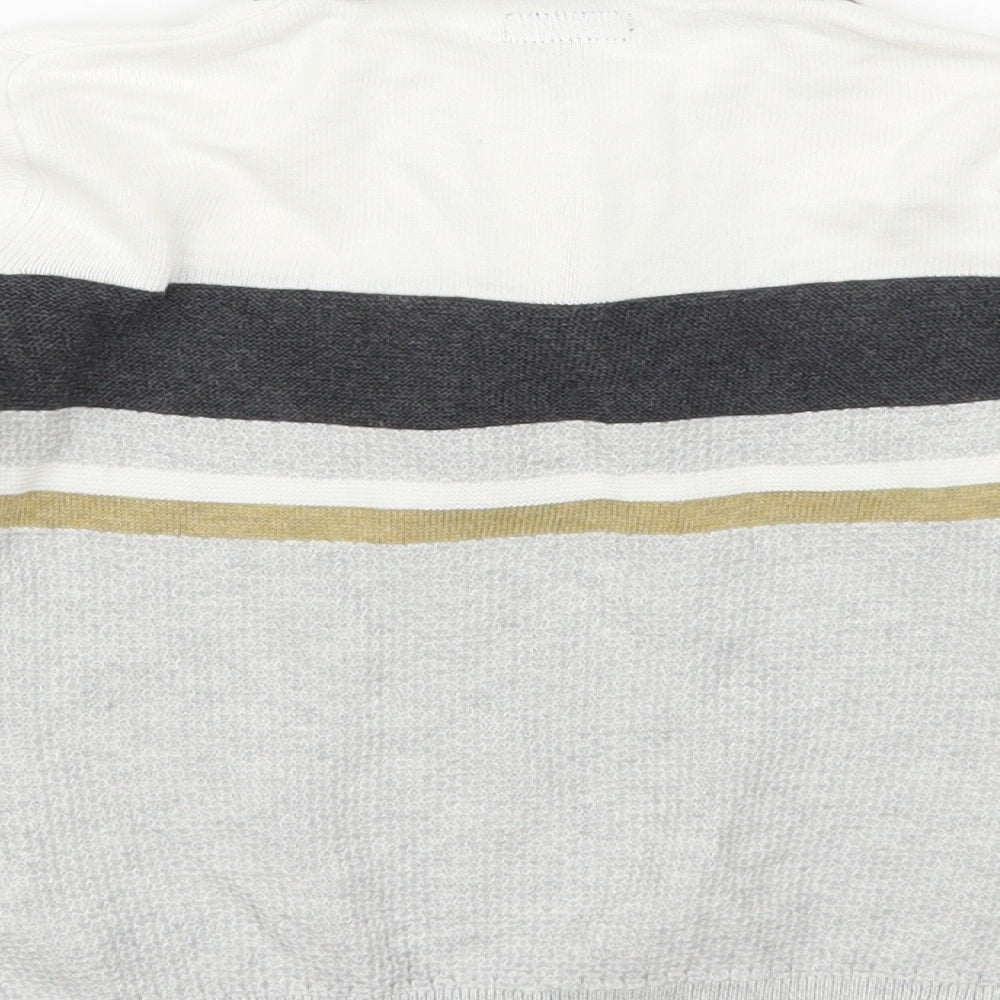 NEXT Boys Grey Collared Striped Cotton Pullover Jumper Size 2-3 Years Zip