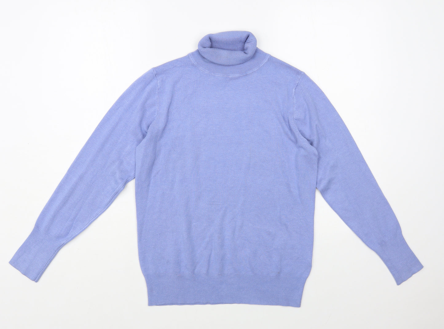 Dunnes Stores Womens Blue Roll Neck Viscose Pullover Jumper Size M