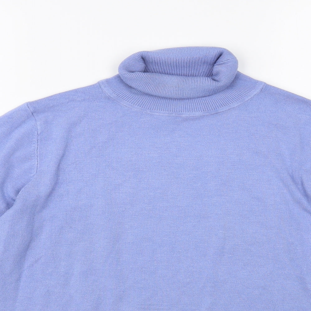 Dunnes Stores Womens Blue Roll Neck Viscose Pullover Jumper Size M