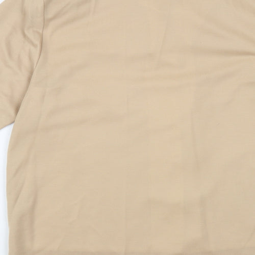 Made in England Womens Beige Polyester Basic Button-Up Size L Collared