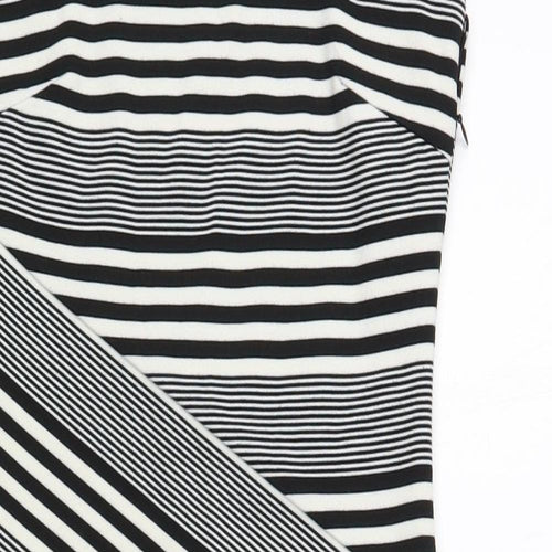 Felicity & Coco Womens Black Striped Polyester Bodycon Size XS Scoop Neck Pullover