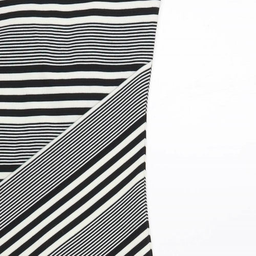 Felicity & Coco Womens Black Striped Polyester Bodycon Size XS Scoop Neck Pullover