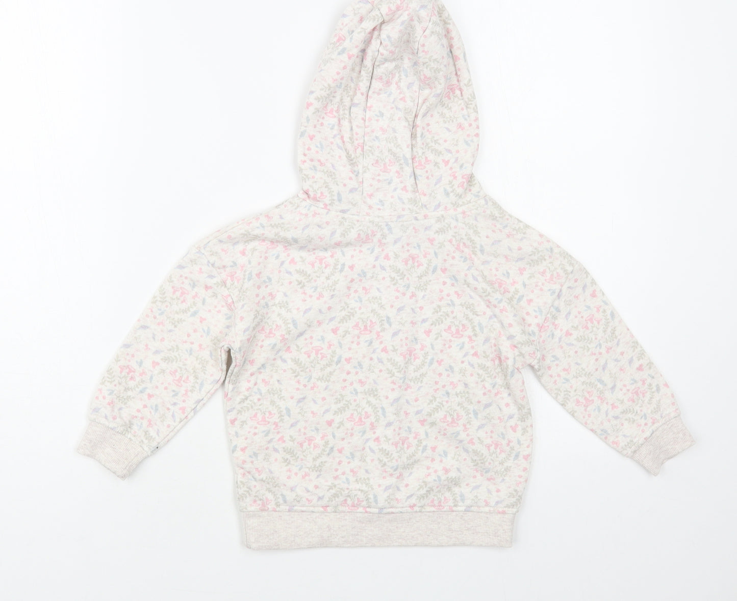 Primark Girls Grey Floral Cotton Pullover Hoodie Size 2-3 Years Pullover - Tres Belle