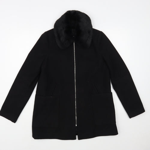 Primark Womens Black Biker Coat Size 8 Zip